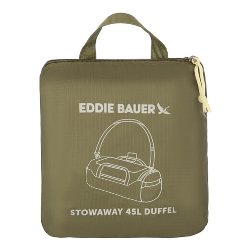 Eddie Bauer Stowaway Packable Duffel Bag | Travel | Foldable | Lightweight | Durable | Ripstop Polyester, 45L, Irish Moss | Lightweight Durable Ripstop Polyester, Packs Flat When Not in Use, Roomy Travel Duffel for Trips and Gym Use - color: Irish Green