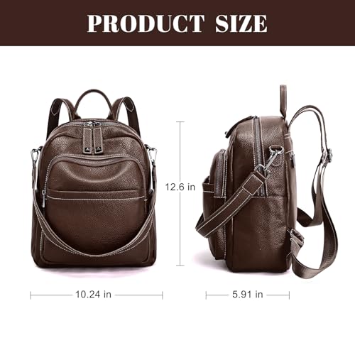 BOYATU Genuine Leather Backpack Purse Women: Convertible Elegant Backpacks - color: 05 Medium-ebony Brown