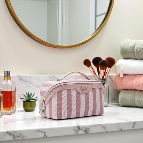 BOYATU Travel Makeup Bag Cosmetic Bags for Women: 3-Piece Makeup Bag Set - color: B-1-Pink