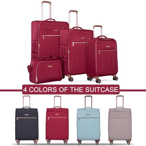 Travelhouse 4-Piece Softside Luggage Set with Spinner Wheels - color: Red, size: 4 piece