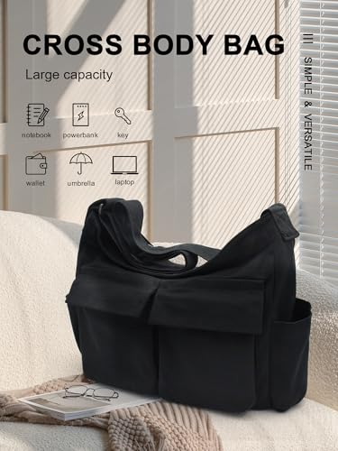 TeeYee Slouchy Crossbody Bag Leisure Hobo Crescent Bag for Women and Men - color: 197black
