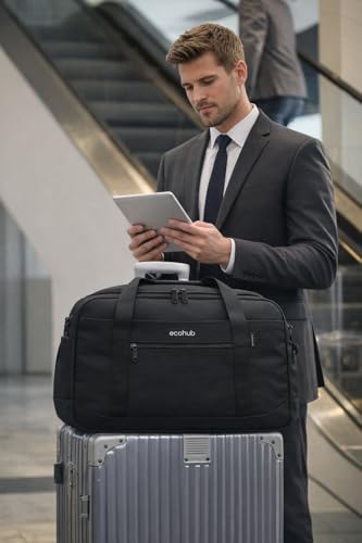 ECOHUB For Spirit Airlines Personal Item Bag 18x14x8 Travel Duffel Bags with Laptop Compartment & Shoe Bag Underseat Carry on Handbag with Wet Pocket, 30L (Black) - size: 18 inch underseat