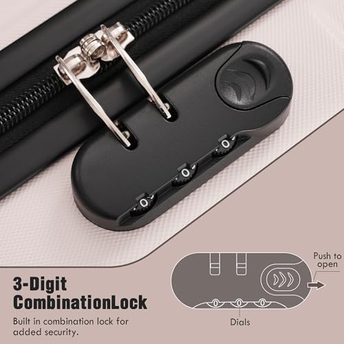 Merax 6 Piece Luggage Set,Hardshell Travel Suitcase Set.Light Pink - color: Light Pink, size: 6 Piece(20/24/28/DB/TB)