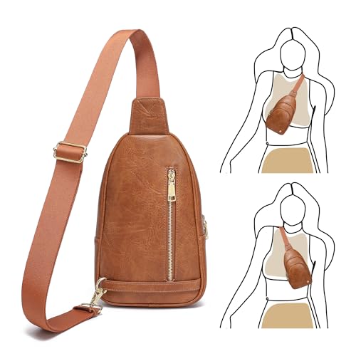 INICAT Small Sling Bags for Women Crossbody Purse - color: Brown Yellow