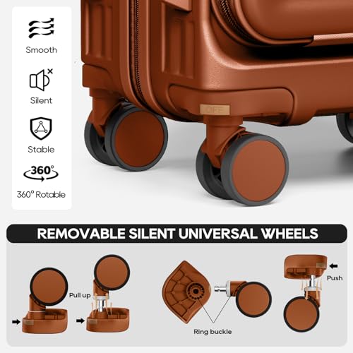 Joyway Expandable Carry On Luggage Sets with Front Pocket, Brown - color: Brown, size: 3 Piece Sets (20/DB/TB)