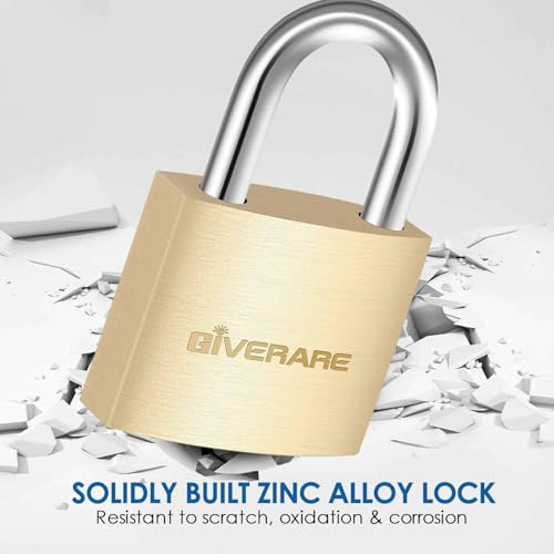 4 Pack Keyed Locks with Keys, Solid Brass Copper Travel Luggage Padlock, Small Waterproof Lock with 20MM Wide Body for Suitcase, Backpack, Gym, Locker, Jewelry Box, Toolbox, Sheds-Golden - size: 4 Pack 20mm