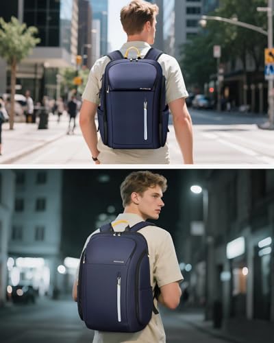 Ponhog 17 Inch Laptop Backpack for Men Dark Blue - color: B-dark Blue, size: 17 Inch