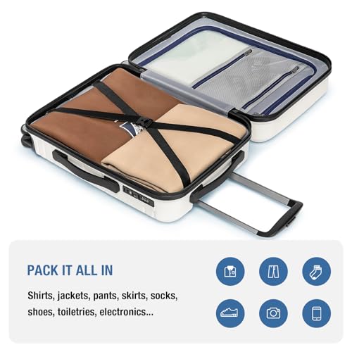 Carry On Luggage 22x14x9 Airline Approved,Hardshell Suitcase,20 Inch,White - color: White