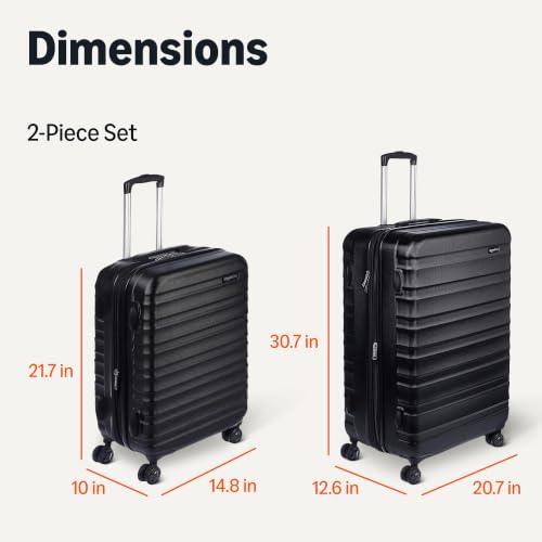 Amazon Basics 2-Piece Hardside Luggage Set (21" Carry-on, 30"), Expandable Suitcases with Spinner Wheels, Scratch-Resistant Surface, Black - color: Black, size: 2-Piece Set