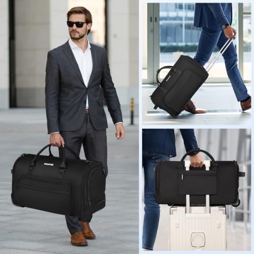 DEVPNR Rolling Garment Bags for Travel 59L, Black - color: Black