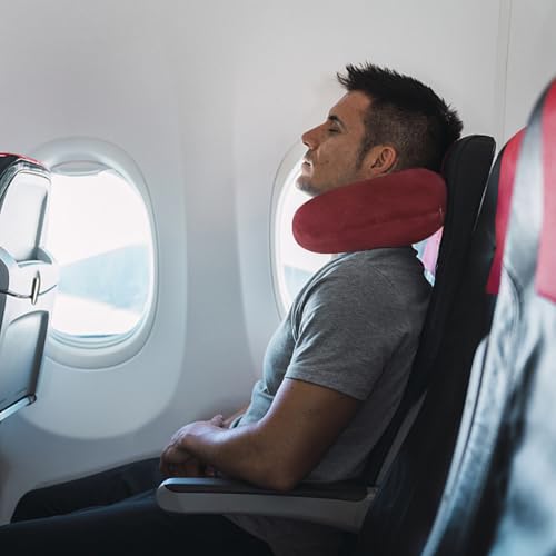 Travel Neck Pillow Memory Foam Neck Pillows for Travel, Dark Red - color: Dark Red