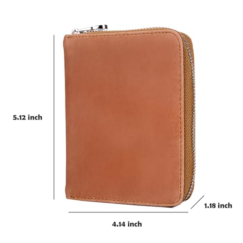boshiho RFID Blocking 24 Slot Credit Card Holder Wallet Real Leather Multi Card Organizer Wallet with Zipper - color: Light Brown
