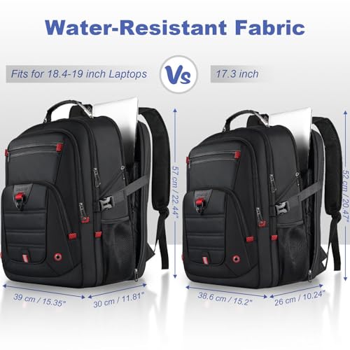 Z-MGKISS 52L Extra Large Travel Backpack for Men&Women, Fit 17.3" Laptops - color: Black, size: 17.3 Inch (20''x15''x10'')