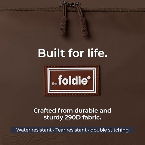 The Foldie Foldable Travel Bag for Women - 40L Weekender Bag with Multiple Pockets - Carry On Expendable Travel Bag - color: Brown