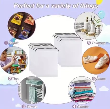 Waterproof Transparent Shoe Storage Bags, 5PCS Portable Drawstring Travel Organizer for Sundries, Makeup, Plastic Storage Bags