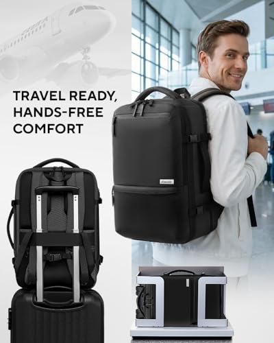 Travel Backpack with Vacuum Compression System 60L, Built-in Pump, Black - color: Black