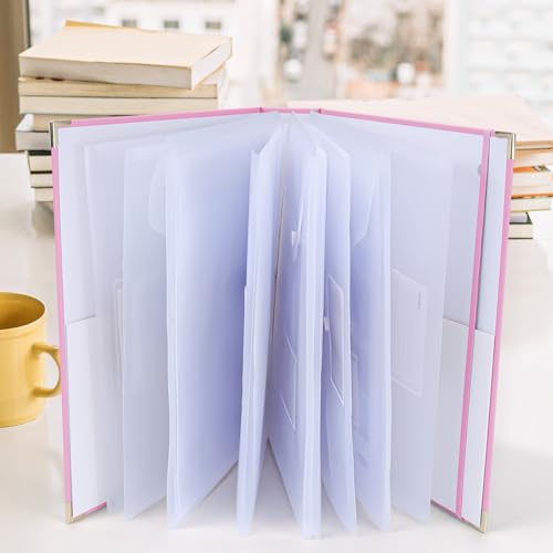 XKDOUS Important Document Organizer 3 Ring Binder Folio Folders for Papers - color: Pink