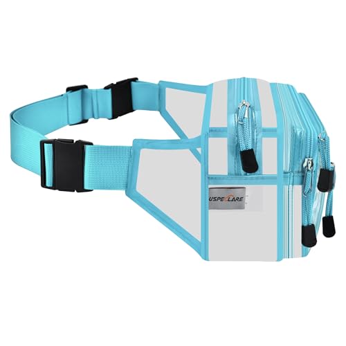 USPECLARE Clear Fanny Pack Stadium Approved Large Multi-Purpose Waist Bag - color: Aqua, style: 1-pack-pvc