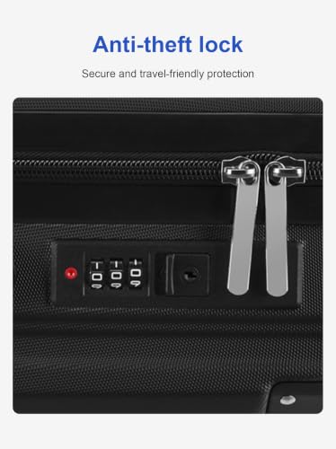 3-Piece ABS Hardside Luggage Set with Foldable Cup Holder & Detachable, Black - color: B ++ Black
