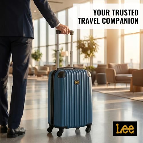 Lee Carry On Luggage with Wheels, 21" TSA Approved Hard Shell Suitcase - color: Navy