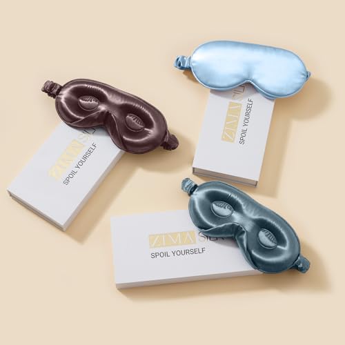 ZIMASILK Adjustable 3D 22 Momme 100% Mulberry Silk Sleep Mask | Upgraded Eye Mask for Sleeping - Soft & Breathable Blindfold - Blackout for Deep Sleeping (Gray Purple) - color: Gray Purple