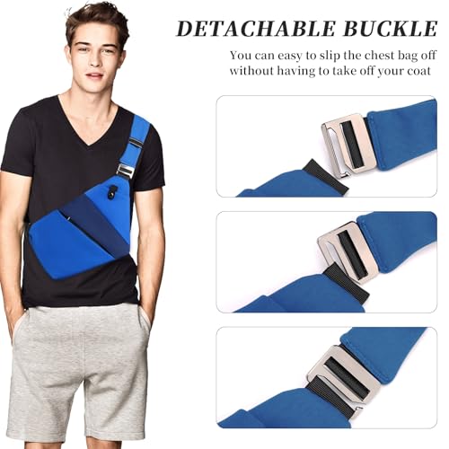 Anti Theft Crossbody Travel Bag - Multi-pocket Shoulder Bag with Adjustable Strap,Slim Sling Bag for Women Men - color: Royalblue&blue Right Shoulder