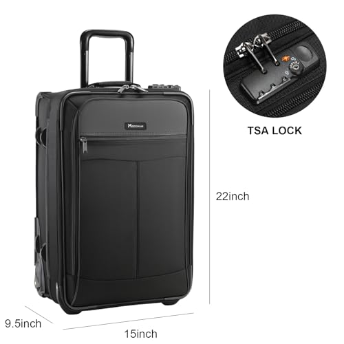 22 Inch Rolling Garment Bag with Wheels, TSA Lock for Travel - color: Jet Black