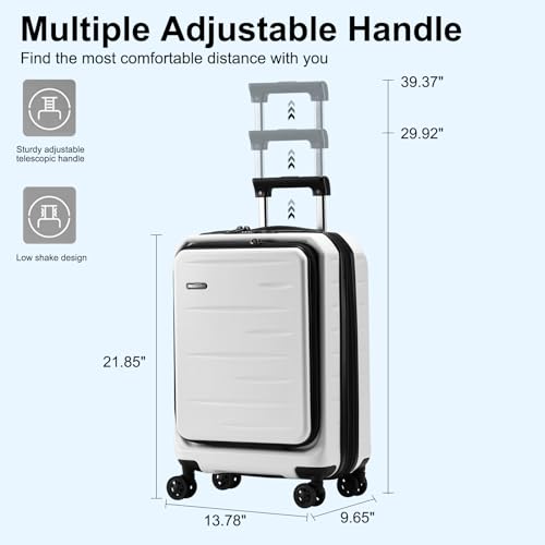 CENSIEN Expandable 20" Carry On Luggage Airline Approved with Front Pocket - color: White, size: 20 Inch EXT