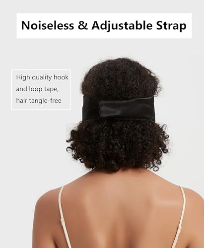 Mulberry Silk Sleeping Eye Mask, ALASKA BEAR Wraparound Style Comfort Ear Muff Blindfold and Soft Headband for Full Blackout and Hair Protection, Adjustable - color: Blackⅱ