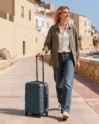 Coolife Carry On Luggage Hardside Suitcase with Spinner Wheels, 20in | 22x14x9 Airline Approved, Lightweight ABS+PC, Travel Suitcase with TSA Lock, Spinner Wheels, Durable Zipper, Teal - color: Teal, size: Carry On(20in)