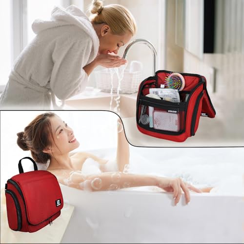 Goloni Hanging Toiletry Bag for Men Women, Water-Resistant Organizer,Pink - color: Red
