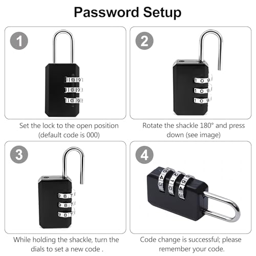 2-Pack Customizable Black Luggage Locks – Set Your Own Combination, Secure Travel Padlocks for Suitcases, Backpacks, and Bags