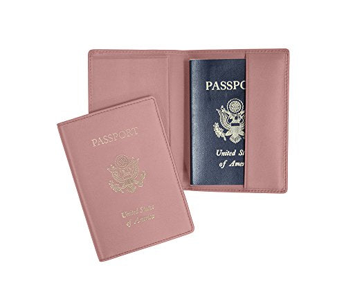Royce Leather Passport Holder and Travel Document Organizer - color: Light Pink 1
