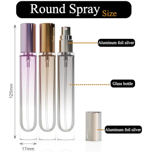 10ml 5Pack Round Glass Perfume Refillable Atomizer For Travel and Sample Container, Mini Empty Cologne Spray Bottles (Mixed) - color: Mixed