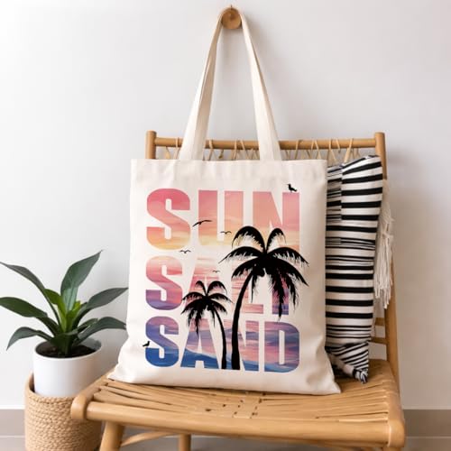 Summer Canvas Tote Bag, Botanical Wildlife Reusable Shoulder Bag, Carryall for Beach Shopping Travel Commute - color: Travel 08