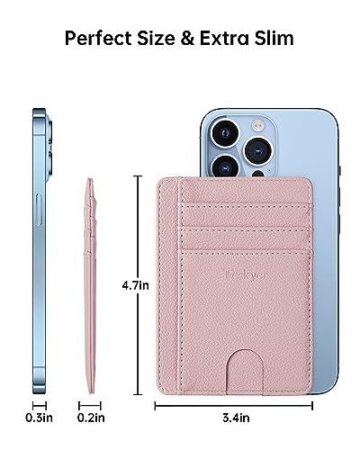 Teskyer Slim Minimalist Wallet for Men, RFID Front Pocket Card Holder - color: Lichee Dark pink