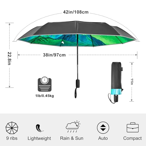 G4Free 42 Inch Eco Windproof Umbrella for Rain Strong Compact Umbrellas - color: Black/Aurora