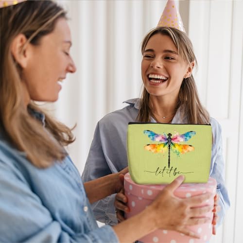 Wenboco Dragonfly Print Women Makeup Bag, Green Gifts Cosmetic Bags - color: Multicolor 1568