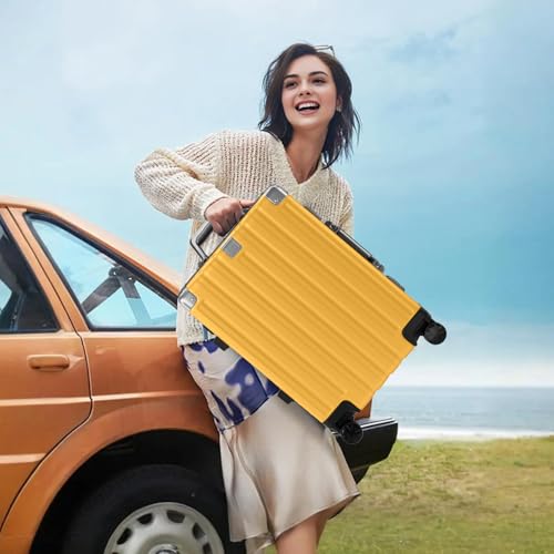 Krute Zipperless Luggage Set 2 Pieces Aluminum Frame Hard Shell Suitcases - color: Yellow, size: 2 Pieces(20+28in)