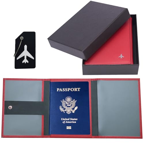 Pilot Wallet Passport Holder: Red Leather Travel Walle - color: Red