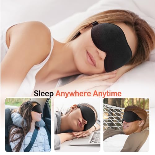 LitBear Sleep Mask for Side Sleeper Women Men, Eye Mask for Sleeping - color: Black