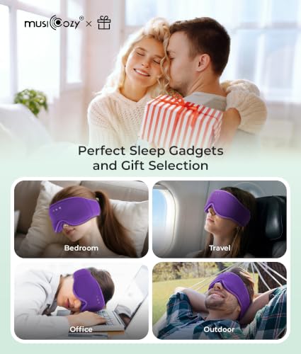 MUSICOZY Sleep Mask Headphones with Bluetooth Wireless Eye Masks Earphones - color: Purple