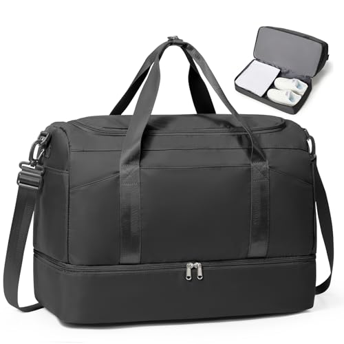 Travel Duffel Bag, Carry-on Overnight Weekender Bags for Women Travel - color: Black
