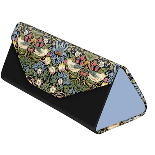 RainCaper Folding Travel Sunglasses & Reading Eyeglasses Case - Vegan Leather, Compact, Magnetic Closure, Slim Trifold Design - color: William Morris Strawberry Thief