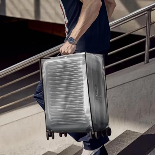 3 Pieces Clear PVC Suitcase Covers for Luggage, Waterproof Anti-scratch Luggage Cover Protector with Hook and Loop, Full Thicken Transparent Suitcase Protector for Traveling Fits 20" 24" 28" (3 PCS)