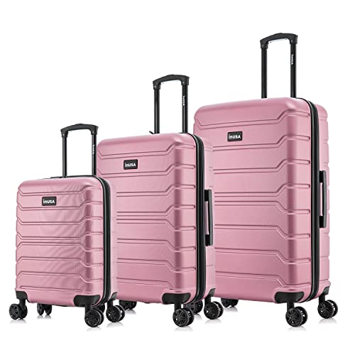 InUSA TREND Luggage with Spinner Wheels | Durable Lightweight Hardshell Suitcase,Travel sets with Handle and Trolley | (20in, 24in, 28in) 3 Piece Set | Rose Gold - color: Rose Gold, size: 3-Piece Set (Carry-on, Medium, Large)