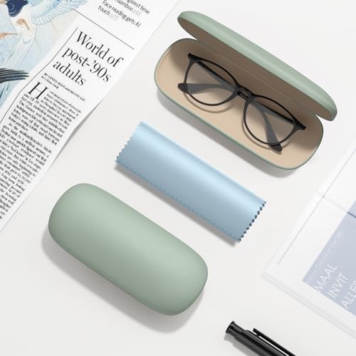 Eyeglasses Case, Hard Shell Protective Case for Glasses, Unisex for Women Men - color: Green