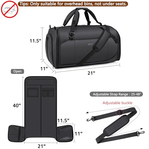 Convertible Garment Bag for Travel, 4-in-1 Backpack for Women Men, 3pcs 50L - color: A-Black