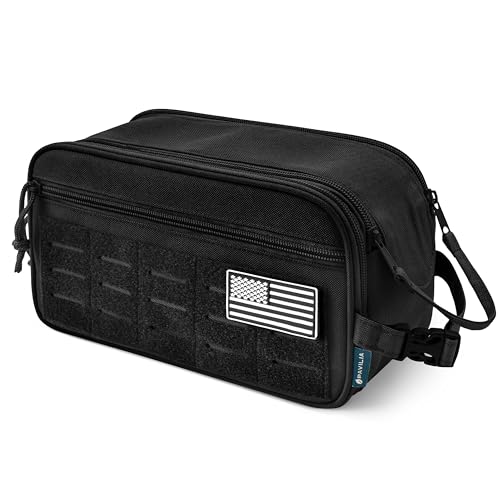PAVILIA Tactical Toiletry Bag Men, Water Resistant Molle Military, Black XL - color: Black, size: Extra Large