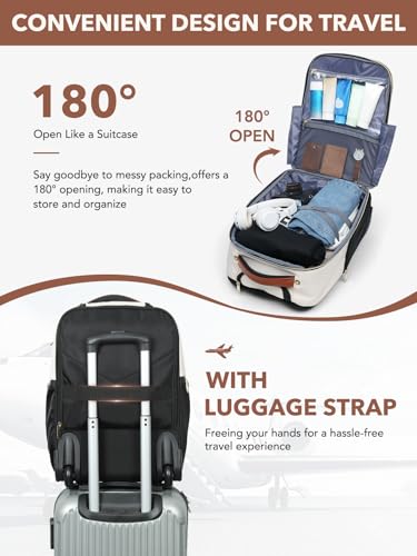 Rolling Backpack for Women, Large Travel Backpack with Wheels - color: Beige, size: M (Underseat)